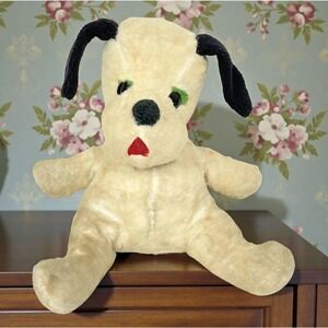 Mid Century Style Vintage Plush Dog Stuffed Animal Cream Tan Novelty Puppy Dog